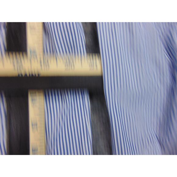 Cotton & Silk Shirt Mens Large 43 Blue White Striped Long Sleeve‎ Button Front - Picture 6 of 9